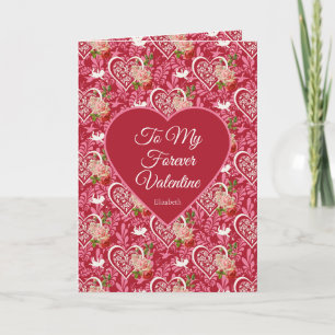 Tarjeta Elegante Cupido Vintage y Rosa Roja Día de San Val