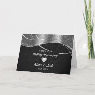 Tarjeta Elegante damasco negro y plata