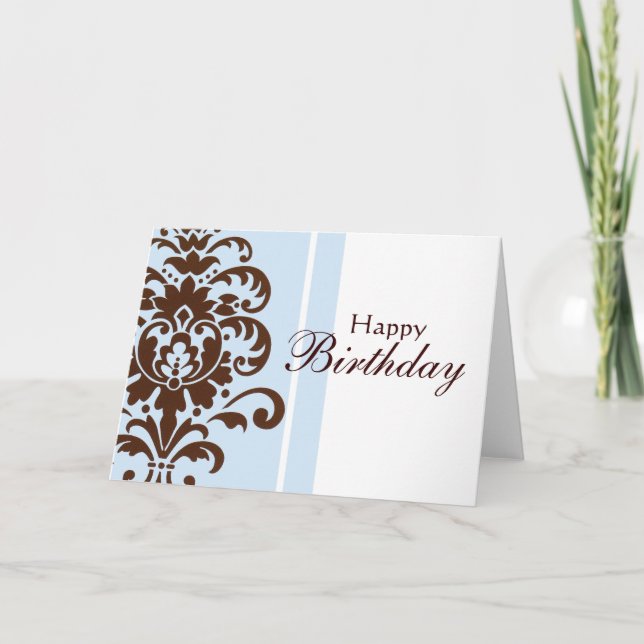 Tarjeta Elegante Damasco para Feliz Cumpleaños - Personali (Anverso)