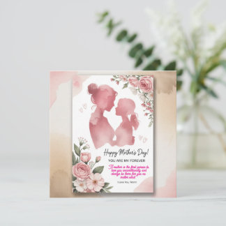 Tarjeta elegante de acuarela rosa para el Día de l