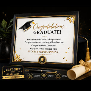 Tarjeta elegante de agradecimiento para graduación