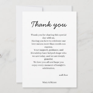 Tarjeta elegante de agradecimiento para mesa de re