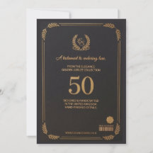 Tarjeta elegante de aniversario de bodas número 50