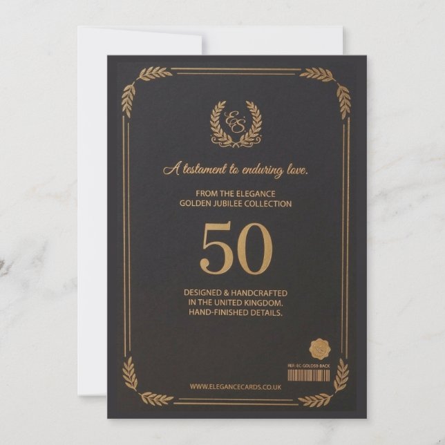 Tarjeta elegante de aniversario de bodas número 50 (Anverso)