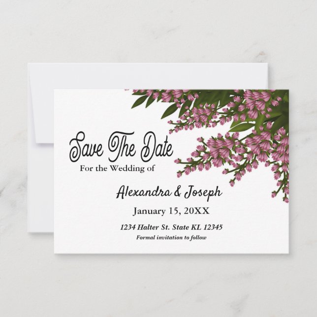 Tarjeta elegante de anuncio de fecha de boda con a (Anverso)