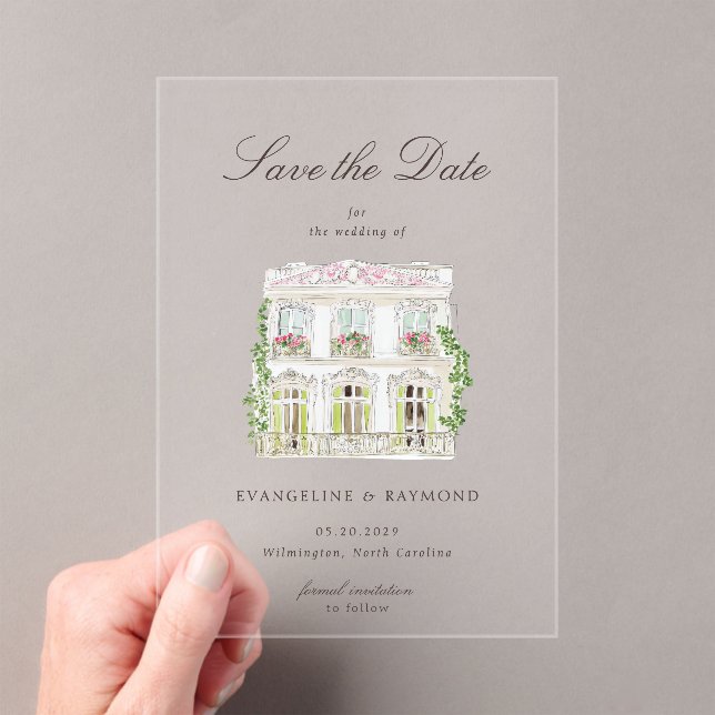 Tarjeta elegante de anuncio de fecha de boda con f (Insitu (portátil))