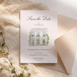 Tarjeta elegante de anuncio de fecha de boda con f