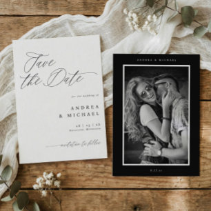 Tarjeta elegante de aviso de fecha de boda moderna