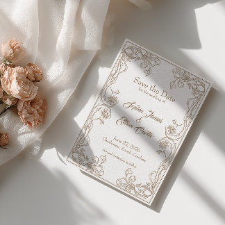 Tarjeta elegante de aviso de fecha – Filigrana de