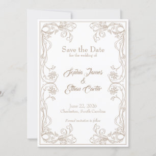 Tarjeta elegante de aviso de fecha – Filigrana de