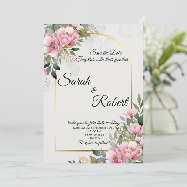 Tarjeta elegante de Blush Peony Floral para guarda (Anverso de pie)
