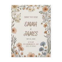 Tarjeta elegante de boda boho floral para guardar