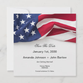 Tarjeta elegante de boda con bandera americana par