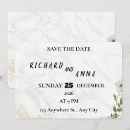Tarjeta elegante de boda floral para guardar la fe