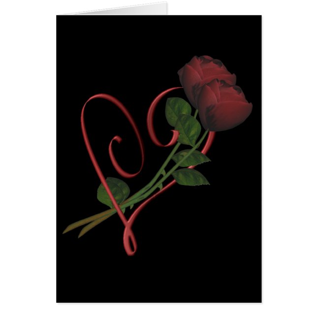 Tarjeta elegante de corazón rojo Roses rojos (Frente)