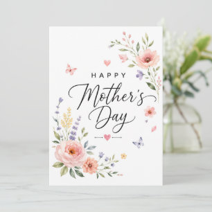 Tarjeta elegante de Día de la Madre con flores de 