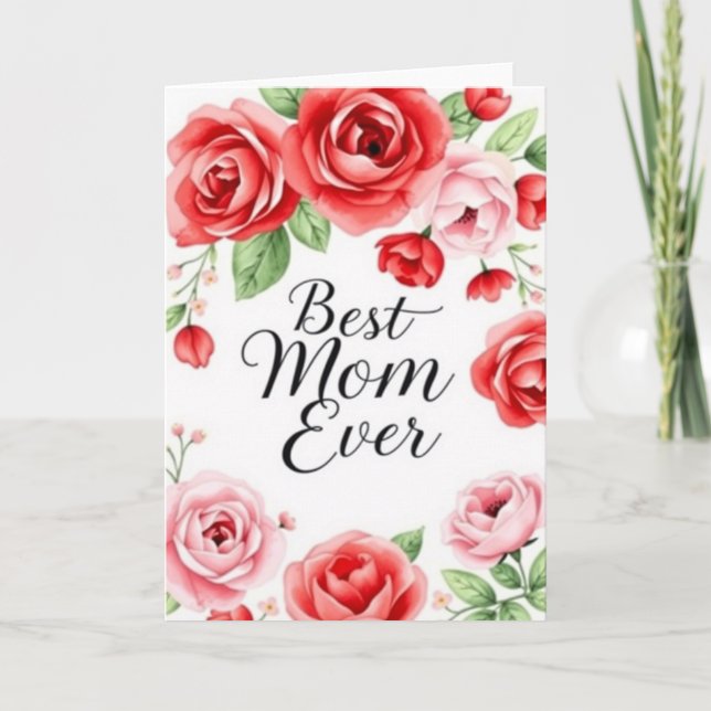 Tarjeta elegante de Día de la Madre con flores mod (Anverso)