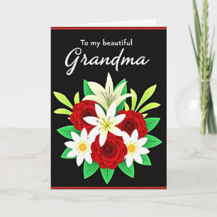 Tarjeta elegante de día de las abuelas con flores