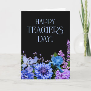 Tarjeta elegante de día del maestro con flores osc