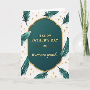 Tarjeta elegante de día del padre azul verdoso
