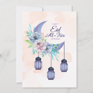 Tarjeta elegante de Eid al-Fitr Mubarak minimal is