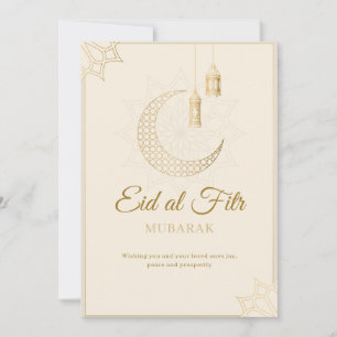 Tarjeta elegante de Eid al-Fitr Mubarak minimal is
