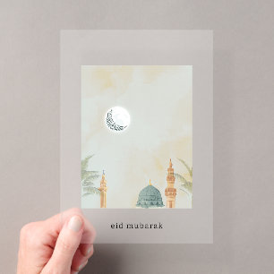 Tarjeta elegante de Eid Mubarak de acrílico esmeri