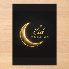 Tarjeta elegante de Eid Mubarak negra y dorada – P