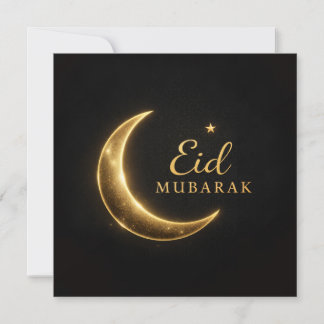 Tarjeta elegante de Eid Mubarak negra y dorada – P