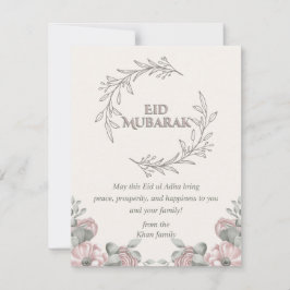 Tarjeta elegante de Eid ul Adha con diseño floral