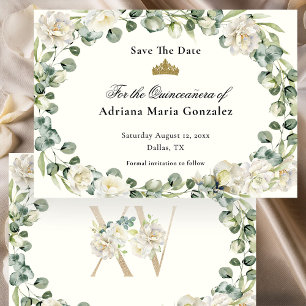 Tarjeta elegante de fecha de guardado de quinceañe