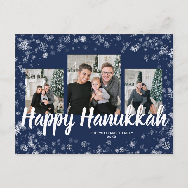 Tarjeta elegante de felicitación de Hanukkah (Anverso)