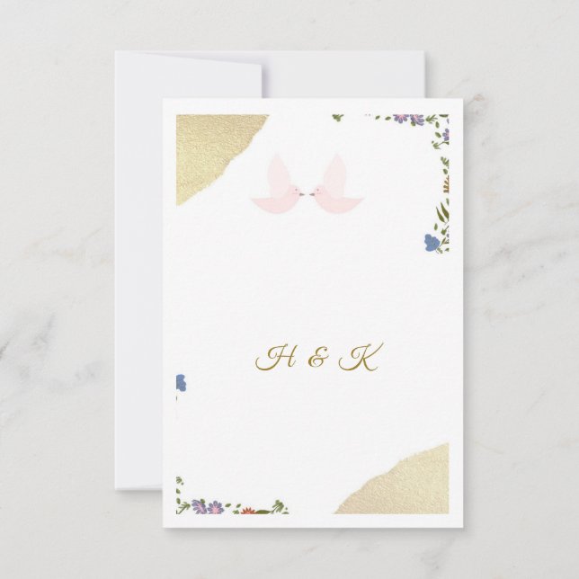 Tarjeta elegante de florales para guardar la fecha (Reverso)