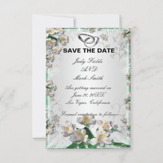 Tarjeta elegante de flores blancas para guardar la