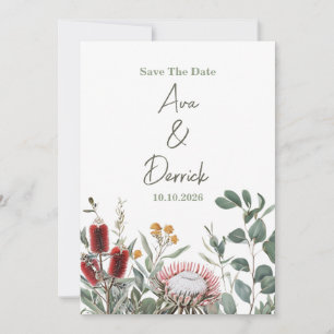 Tarjeta elegante de flores nativas para guardar la