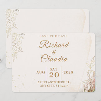 Tarjeta elegante de flores para guardar la fecha