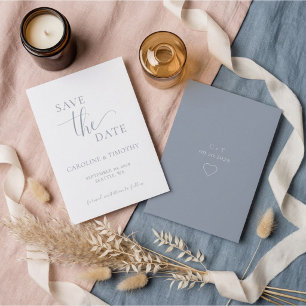 Tarjeta elegante de guardar la fecha de boda en az