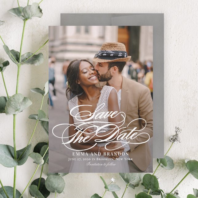 Tarjeta elegante de guardar la fecha de la boda co (Subido por el creador)