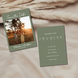Tarjeta elegante de guardar la fecha en verde salv