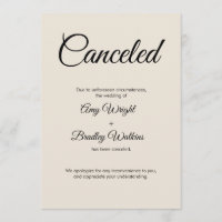 Tarjeta elegante de Invitación cancelada de Boda c