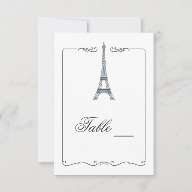 Tarjeta elegante de la tabla de la torre Eiffel (Anverso)