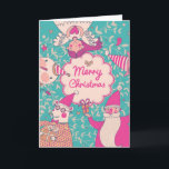 Tarjeta elegante de las Felices Navidad<br><div class="desc">Tarjeta elegante de las Felices Navidad en colores brillantes. Papá Noel lindo,  el oso divertido en vidrios,  el muñeco de nieve dulce,  el ángel precioso y el búho agradable en día de fiesta infantil del dibujo animado cardan el © y el ® Bigstock® - todos los derechos reservados.</div>