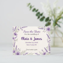Tarjeta elegante de lavanda floral para guardar la