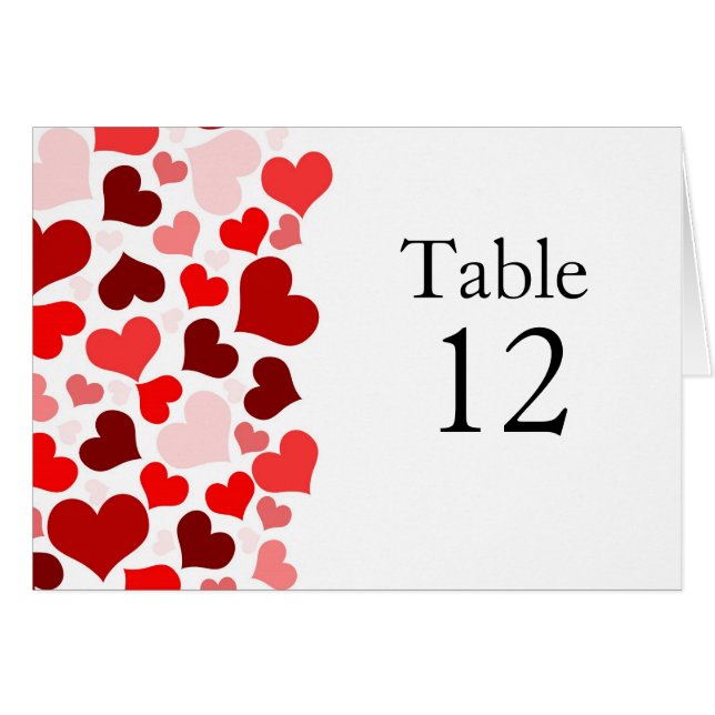 Tarjeta elegante de lujo Red Hearts Table (Anverso (Horizontal))