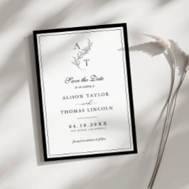 Tarjeta elegante de monograma de boda para guardar