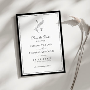Tarjeta elegante de monograma de boda para guardar