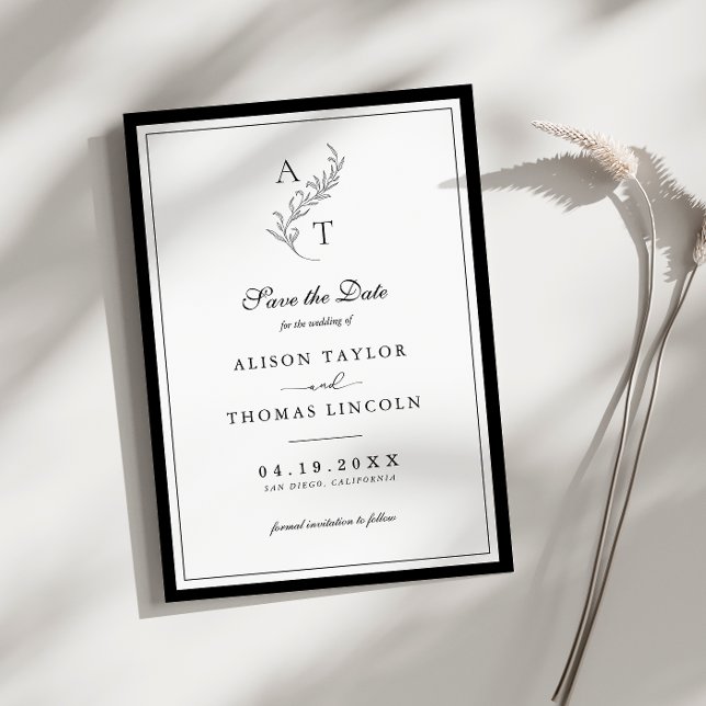 Tarjeta elegante de monograma de boda para guardar (Subido por el creador)