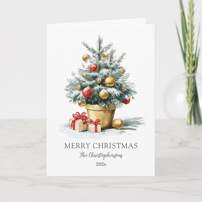 Tarjeta elegante de Navidad con árbol de Navidad (Anverso)