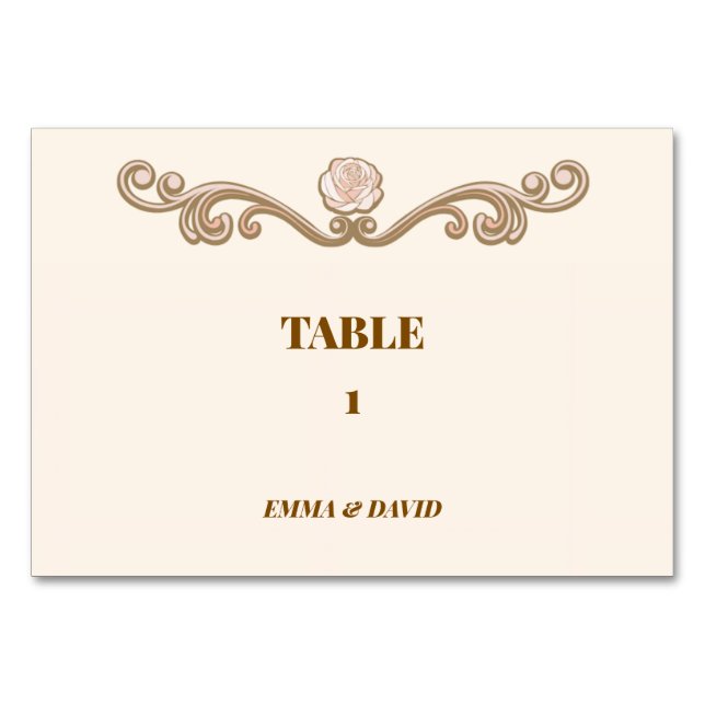 Tarjeta elegante de número de mesa de boda (Anverso)