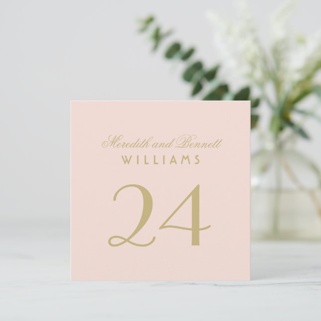 Tarjeta elegante de número de mesa de boda con ros (Anverso de pie)